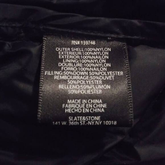 Slate & Stone Richard Black Down Puffer Hooded Jacket Sz Medium - Picture 5 of 7